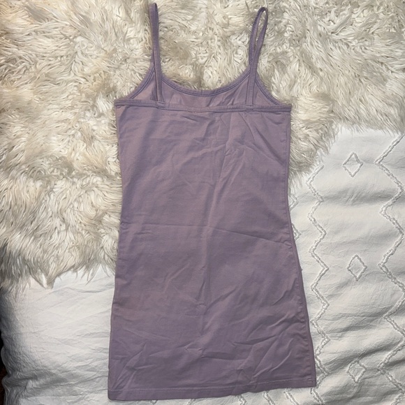 BKE | Core Extra Long Tank Top Cami Spaghetti Strap Voop Neck Light Purple Lilac - Picture 5 of 10